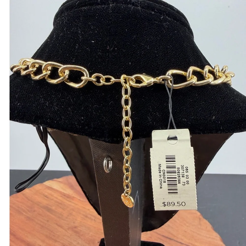 Talbots Floral Bib Necklace Womens OS Black Gold Tone Chunky Statement New